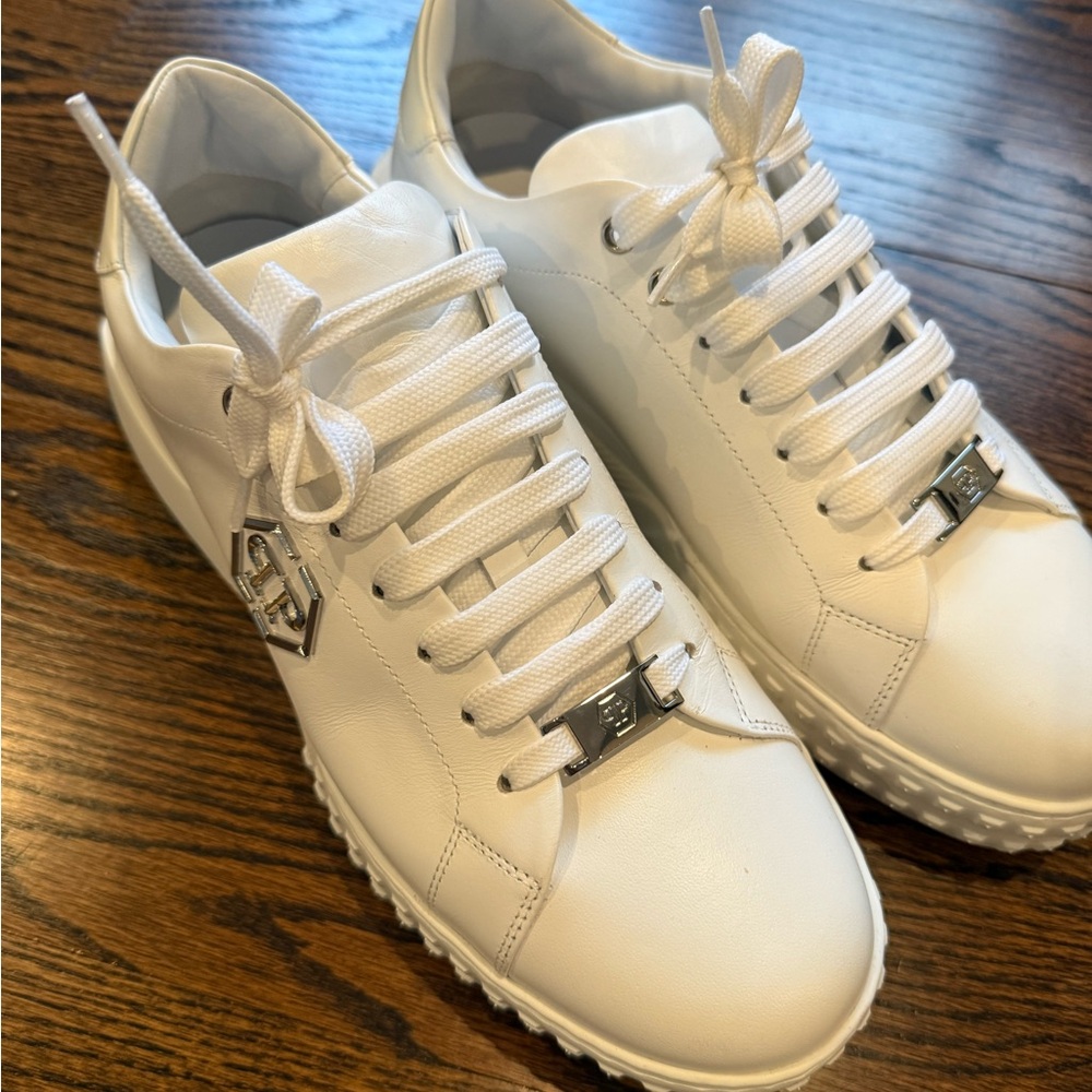 Philipp Plein White Leather Sneakers